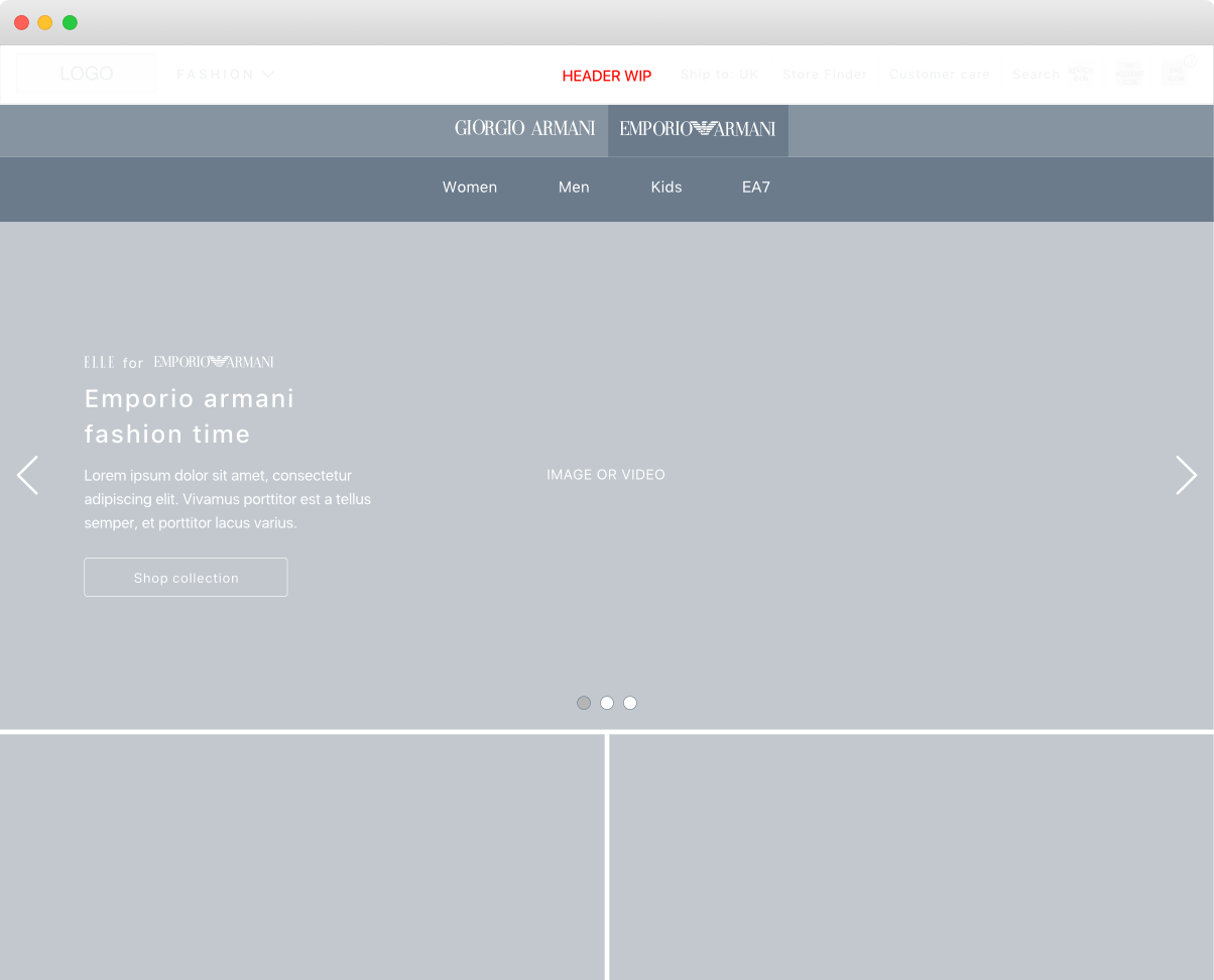 EA Fashion Landing Page Wireframe